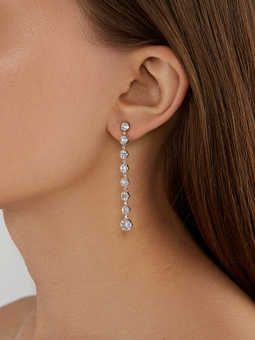 Длинные серьги из белого золота с бриллиантами двух огранок, 2