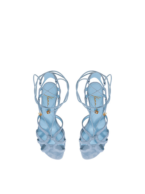 Голубые сандалии из замши с длинными завязками, 5 Голубые сандалии из замши с длинными завязками, 5