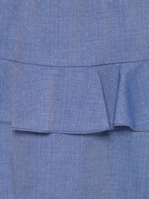 Синее платье-мини из хлопка с воланами и завязками на бретелях, 3 Синее платье-мини из хлопка с воланами и завязками на бретелях, 3