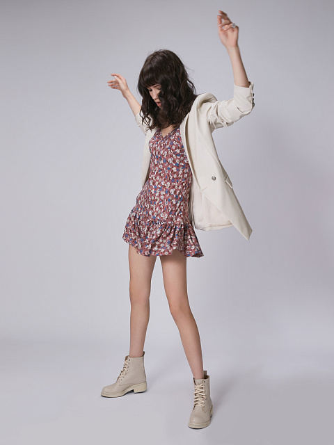 Молочный двубортный жакет из эко-кожи, 4