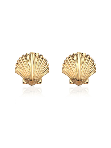 Серьги-ракушки из желтого золота, 1 Серьги-ракушки из желтого золота, 1