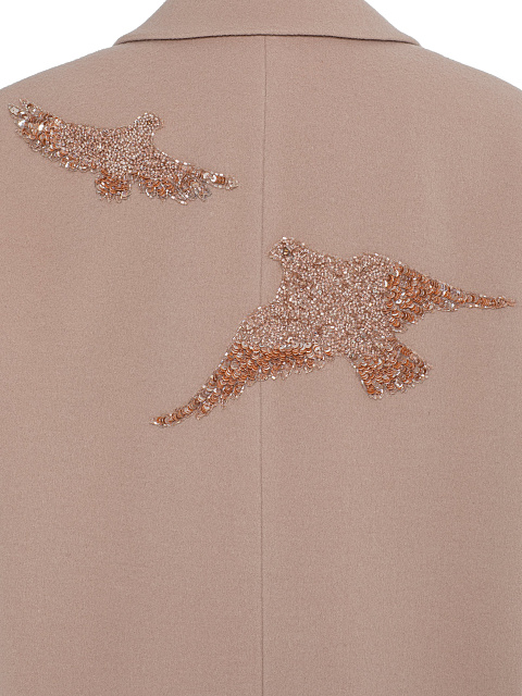 Розовое пальто с вышивкой бисером и пайетками, 4