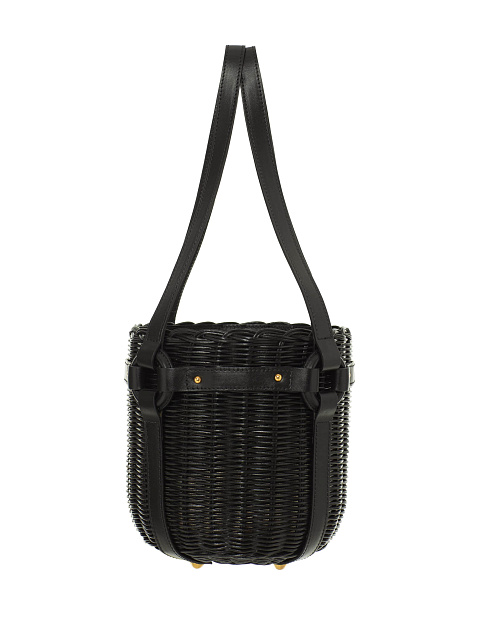 Черная сумка-ведро с кожаной отделкой, 3 Черная сумка-ведро с кожаной отделкой, 3