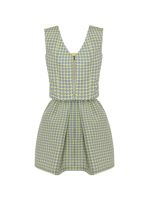 Желтый комплект с юбкой-мини из жаккарда, 3 Желтый комплект с юбкой-мини из жаккарда, 3