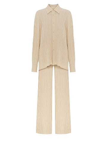 Бежевый комплект из рубашки и брюк, 1