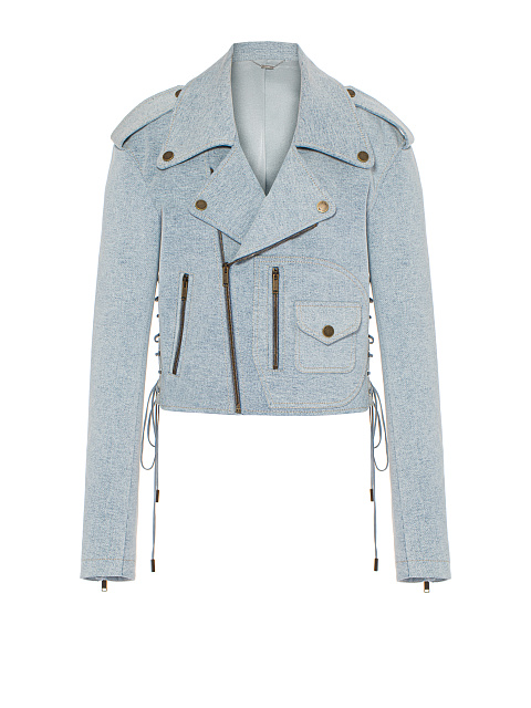 Голубая косуха из денима с декоративной шнуровкой, 1