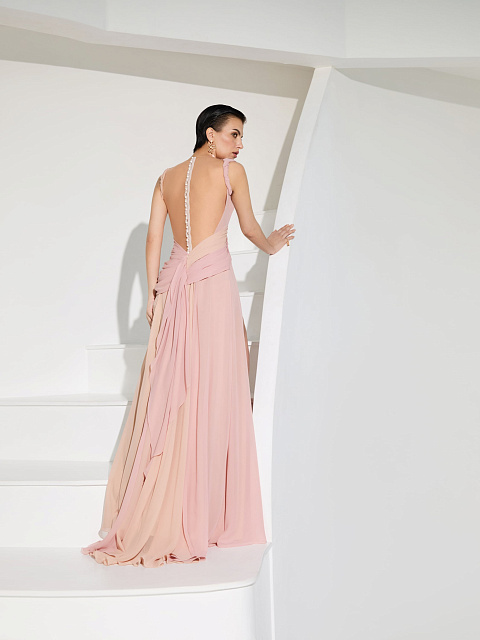 Платье-макси из шифона с драпировкой, 3