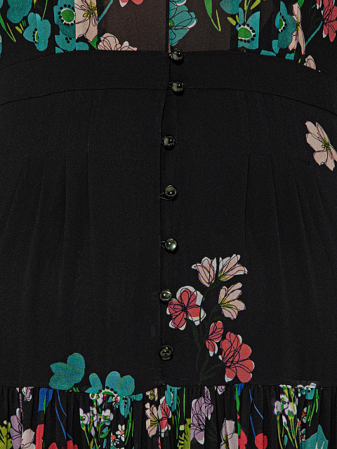 Черное платье-макси из шифона с цветочным принтом и кружевом, 5