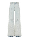 Джинсы из хлопка широкие, голубого цвета Yana Jeans, декор перья Джинсы из хлопка широкие, голубого цвета Yana Jeans, декор перья
