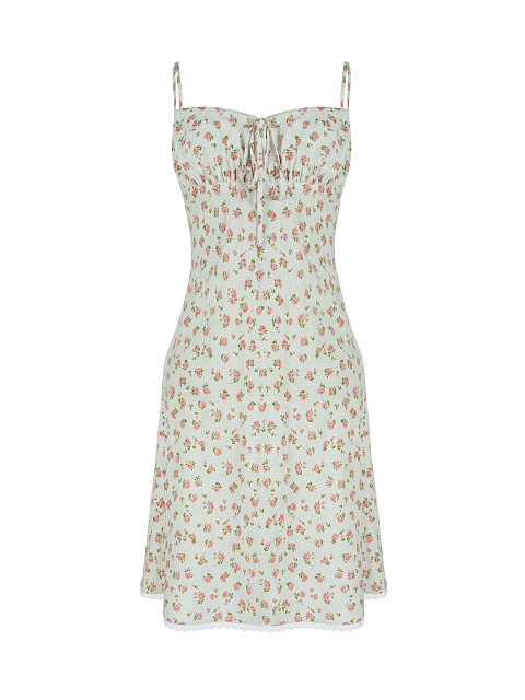 Белое платье-мини с цветочным принтом, 1 Белое платье-мини с цветочным принтом, 1