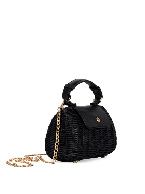 Черная плетеная сумка на цепочке, 3