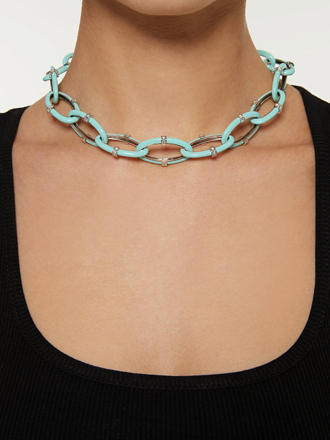 Колье из белого золота с эмалью Paraiba Color и бриллиантами, 2 Колье из белого золота с эмалью Paraiba Color и бриллиантами, 2