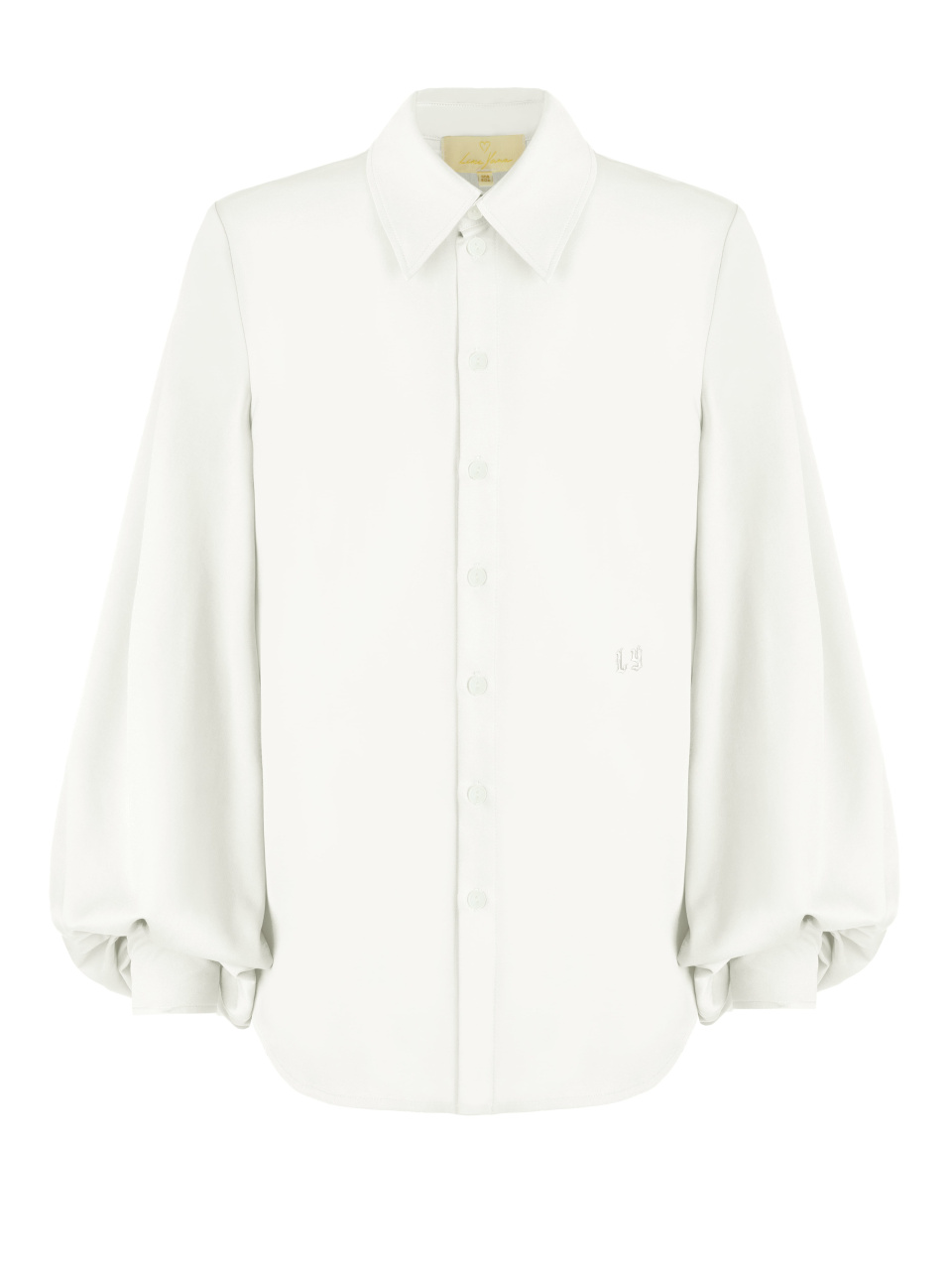 Белая хлопковая блузка с объемными рукавами, 1