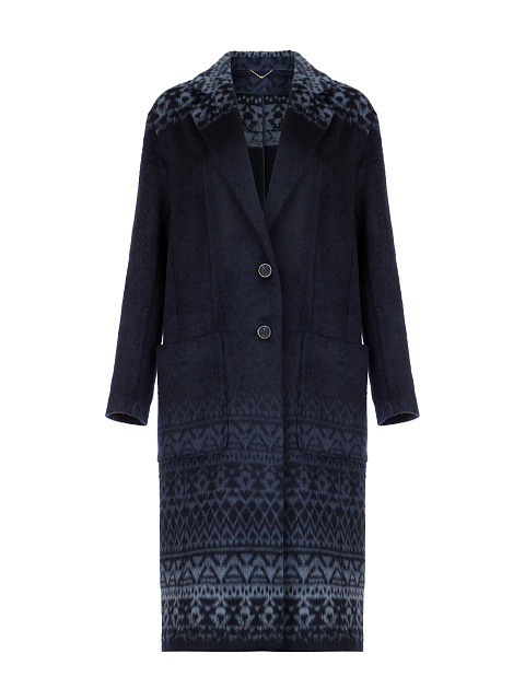Синее объемное пальто с орнаментом, 1