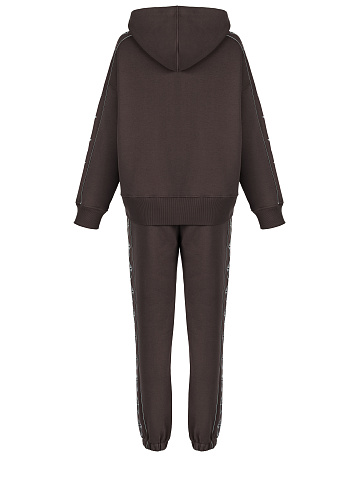 Коричневый трикотажный костюм с вышивкой в виде крестов, 2