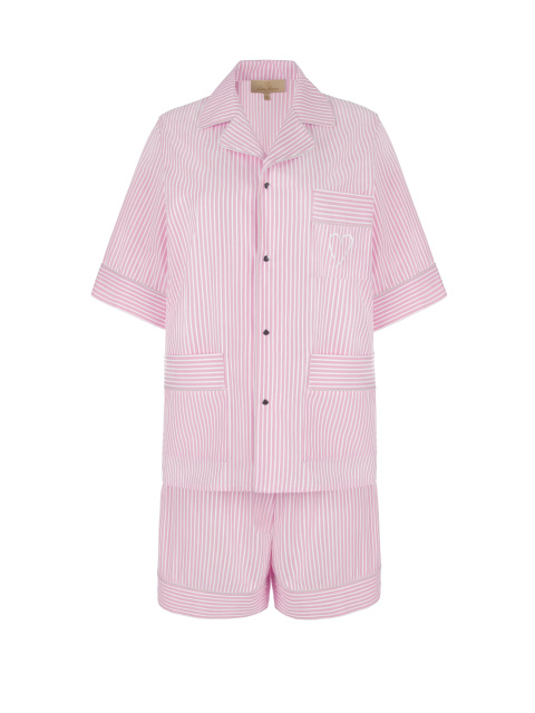 Розовая хлопковая пижама в полоску, 1