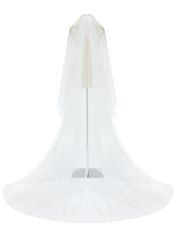 Белая длинная фата со шлейфом, 2