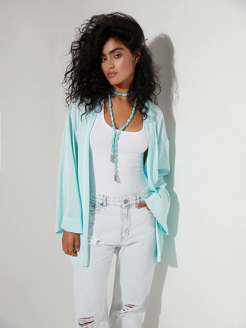 Колье-пояс из серебра с амазонитами и фианитами, 2