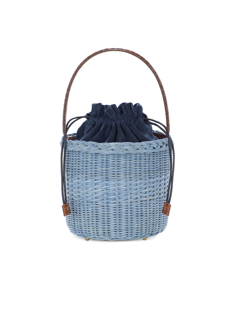 Голубая плетеная сумка из соломы, кожи и текстиля, 1