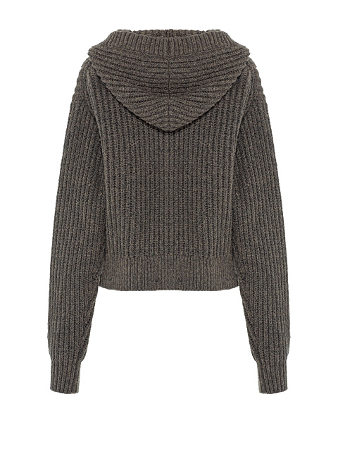 Серый кардиган с капюшоном, 5