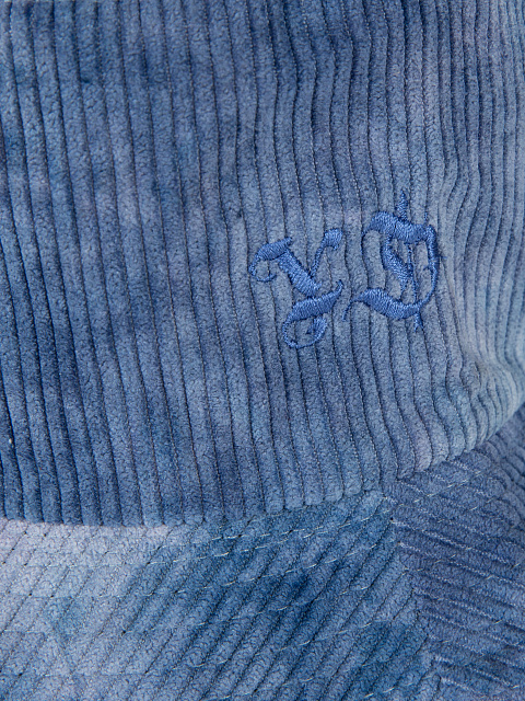 Синяя tie-dye панама из вельвета с синей вышивкой, 3 Синяя tie-dye панама из вельвета с синей вышивкой, 3