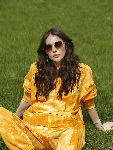 Оранжевый хлопковый костюм Tie-Dye, 5 Оранжевый хлопковый костюм Tie-Dye, 5