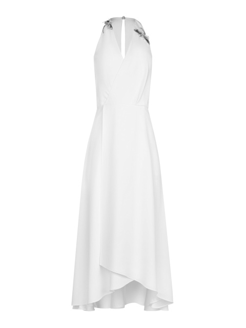Белое шелковое платье-миди, 1
