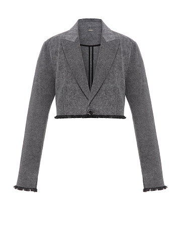 Укороченный серый жакет из вареного денима, 1