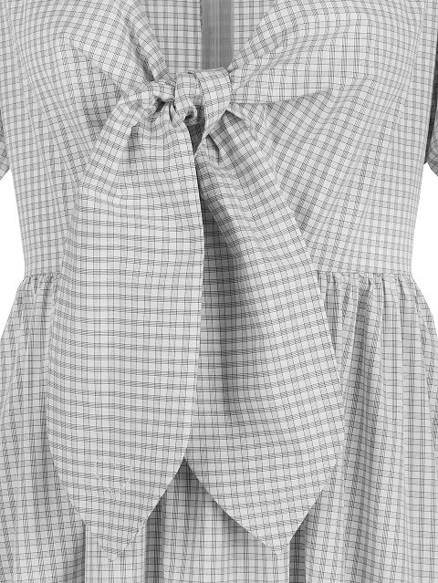 Серое хлопковое платье в клетку, 2