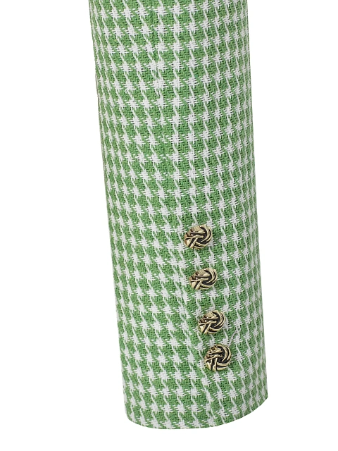 Бело-зеленый укороченный жакет из твида, 4