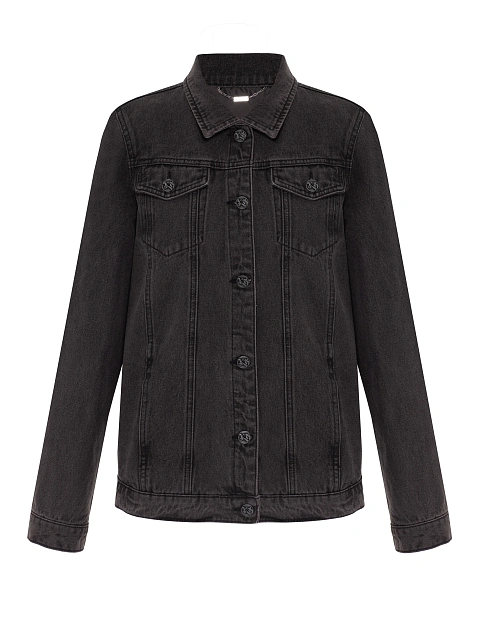 Черная джинсовая куртка с вышивкой на спине, 2 Черная джинсовая куртка с вышивкой на спине, 2