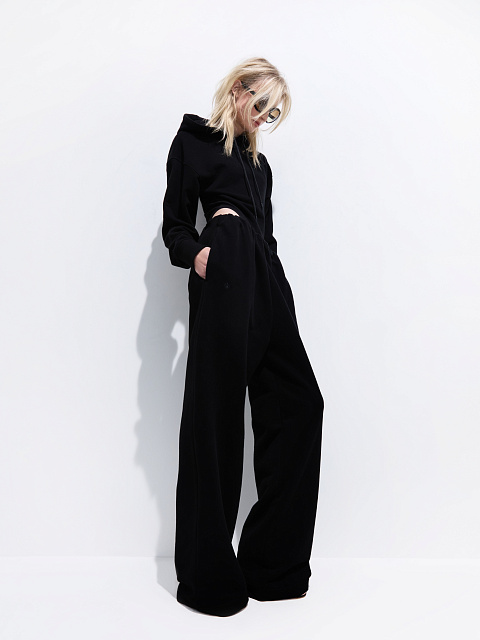 Черные спортивные брюки из футера, 3