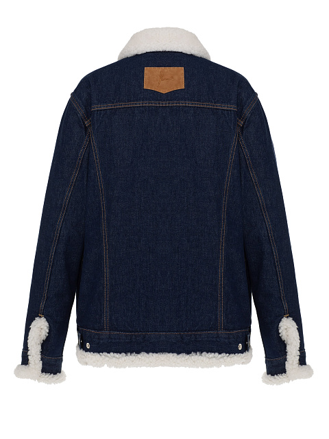 Темно-синяя джинсовая куртка на белой овчине, 2 Темно-синяя джинсовая куртка на белой овчине, 2