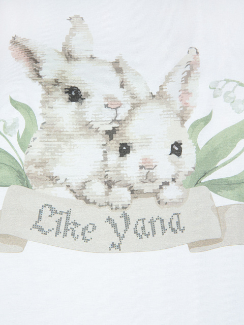 Белая хлопковая футболка с принтом, 3