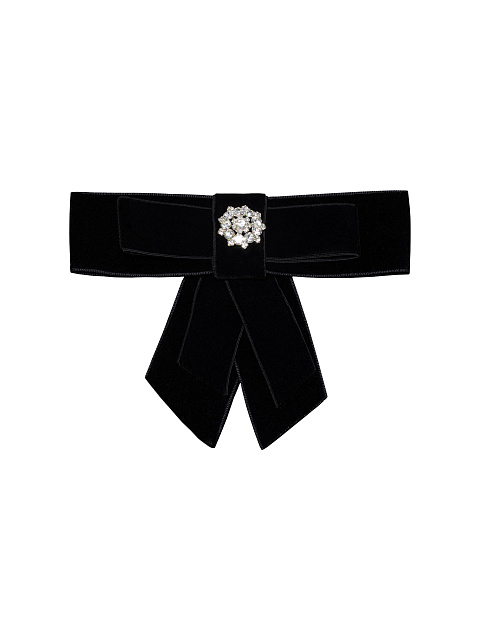 Черная брошь-бант из бархата, 2