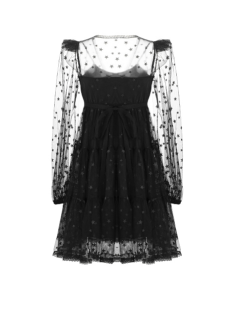 Платье-мини из черной сетки со звездами, 2