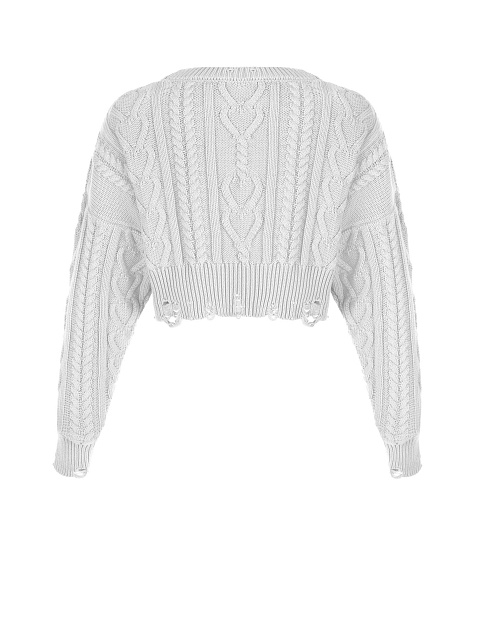 Укороченный светло-серый свитер с косами, 2 Укороченный светло-серый свитер с косами, 2