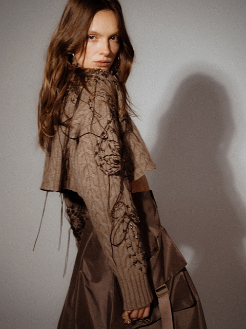 Коричневая юбка-миди из тафты, 5 Коричневая юбка-миди из тафты, 5