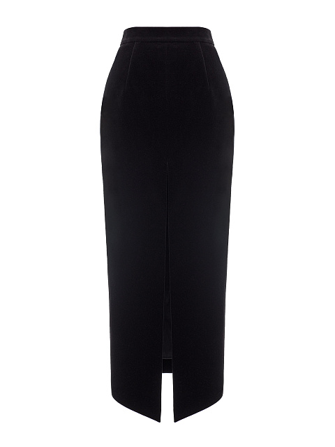 Черный бархатный костюм из жакета и юбки с разрезом, 9 Черный бархатный костюм из жакета и юбки с разрезом, 9