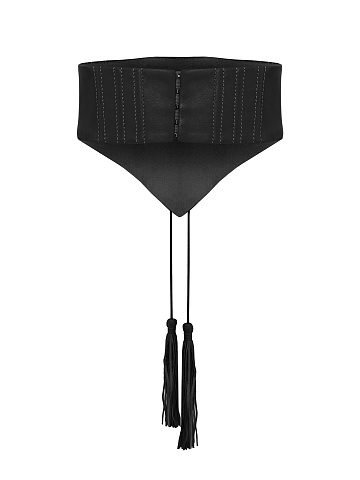 Черный кожаный корсет со шнуровкой, 2