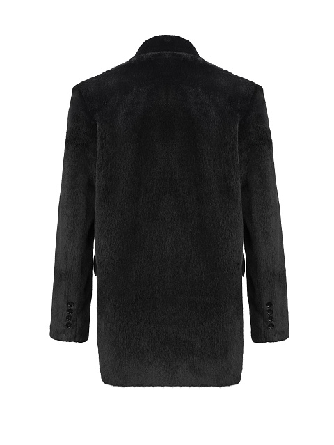Черный однобортный жакет из эко-меха, 2 Черный однобортный жакет из эко-меха, 2