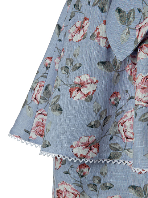 Голубой хлопковый комплект с цветочным принтом, 6