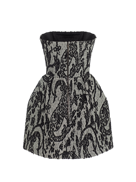 Черно-серое платье-мини с узором, 2