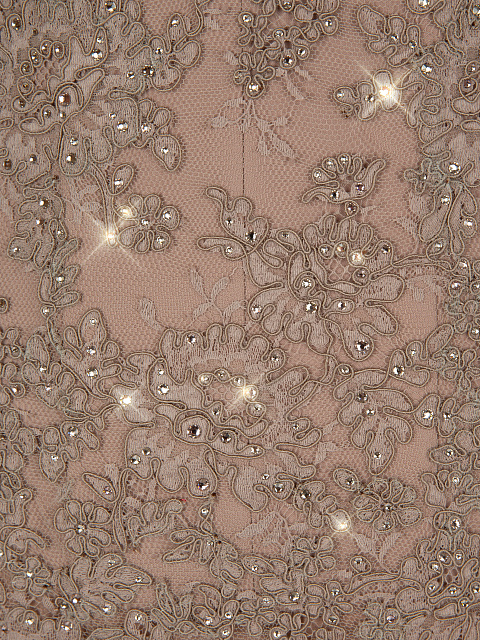 Бежевое платье-макси из кордового кружева, 4