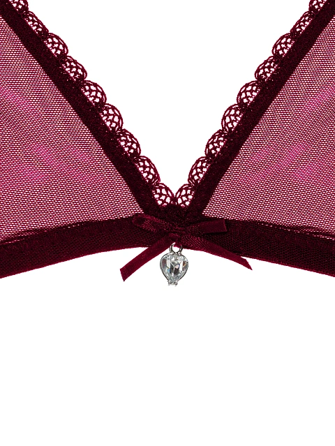 Бордовый комплект нижнего белья из сетки, 3