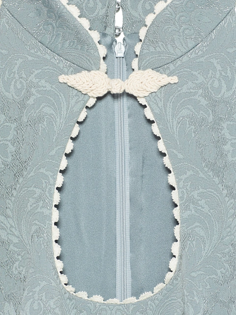 Серое платье-миди из жаккарда с цветочным узором, 4