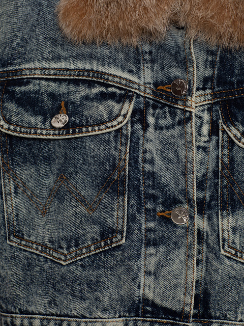 Укороченная джинсовая куртка с мехом рыси, 4 Укороченная джинсовая куртка с мехом рыси, 4