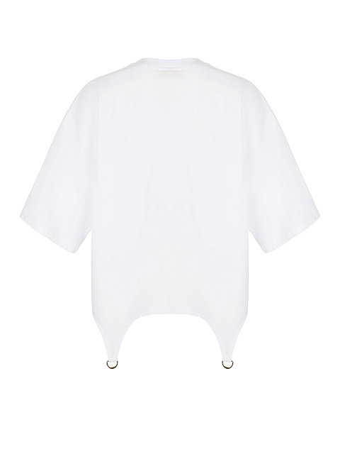 Белая хлопковая футболка Yana с фигурным низом, 2