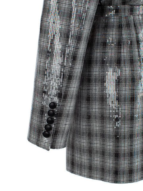 Серое платье-жакет в клетку с пайетками, 4 Серое платье-жакет в клетку с пайетками, 4