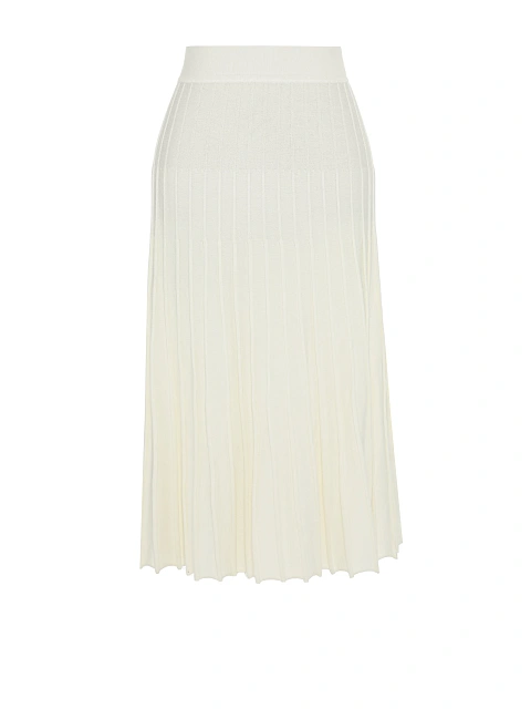 Молочная гофрированная юбка-миди из трикотажа, 3 Молочная гофрированная юбка-миди из трикотажа, 3